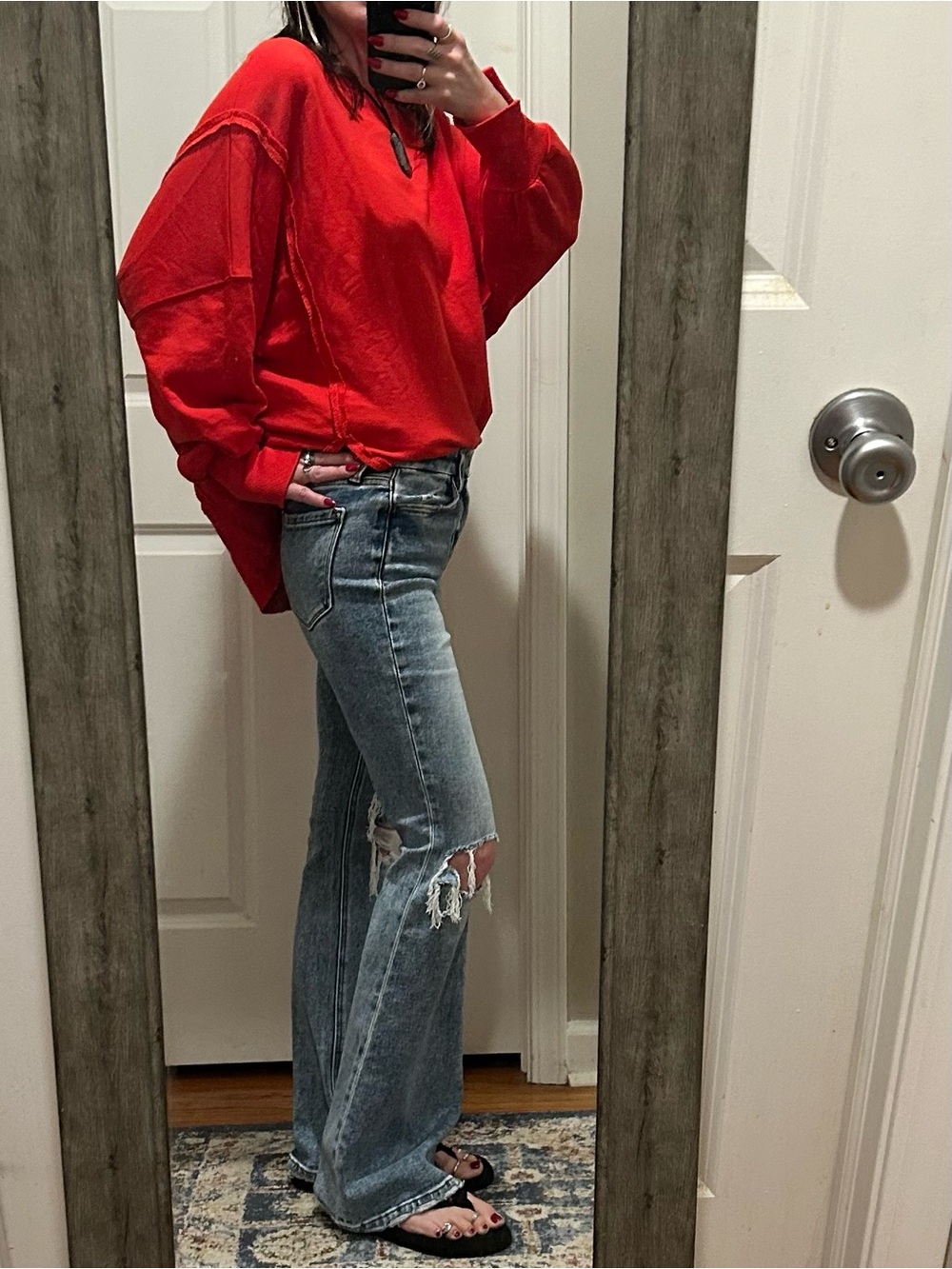 NWT We The Free Camden Sweatshirt in Flame Red - Picture 12 of 16